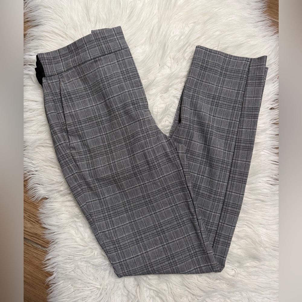 Zara Gray Plaid Slim Fit Ankle Pants XS